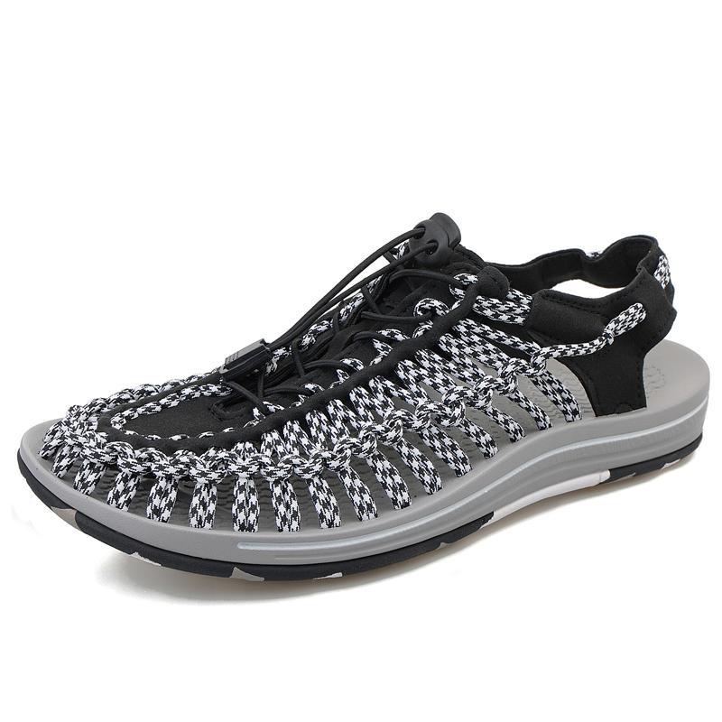 

2025 New Men s Breathable Mesh Water Sports Sandals Quick-Dry Beach Shoes Lightweight Outdoor Walking Sandals for Men Size36-46 46 черный белый