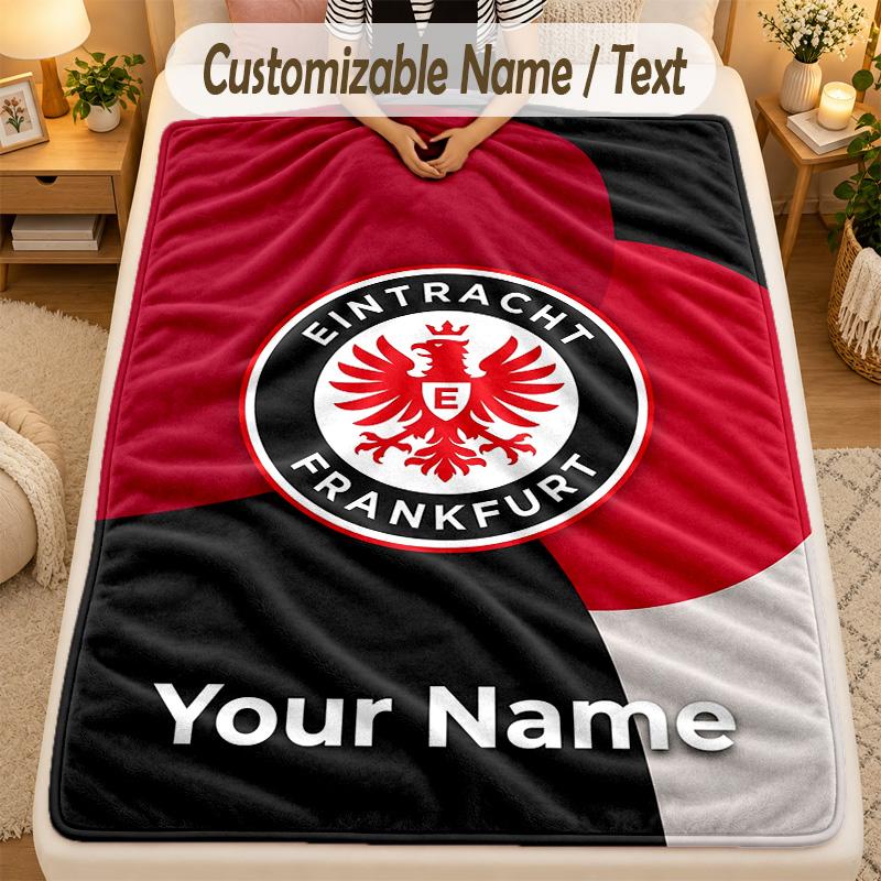 FlaneldeckeEintracht Frankfurt Benutzerdefinierter Name Text Personalisierte Weiche Warme Überwurfdecke Heimdekoration Geschenk