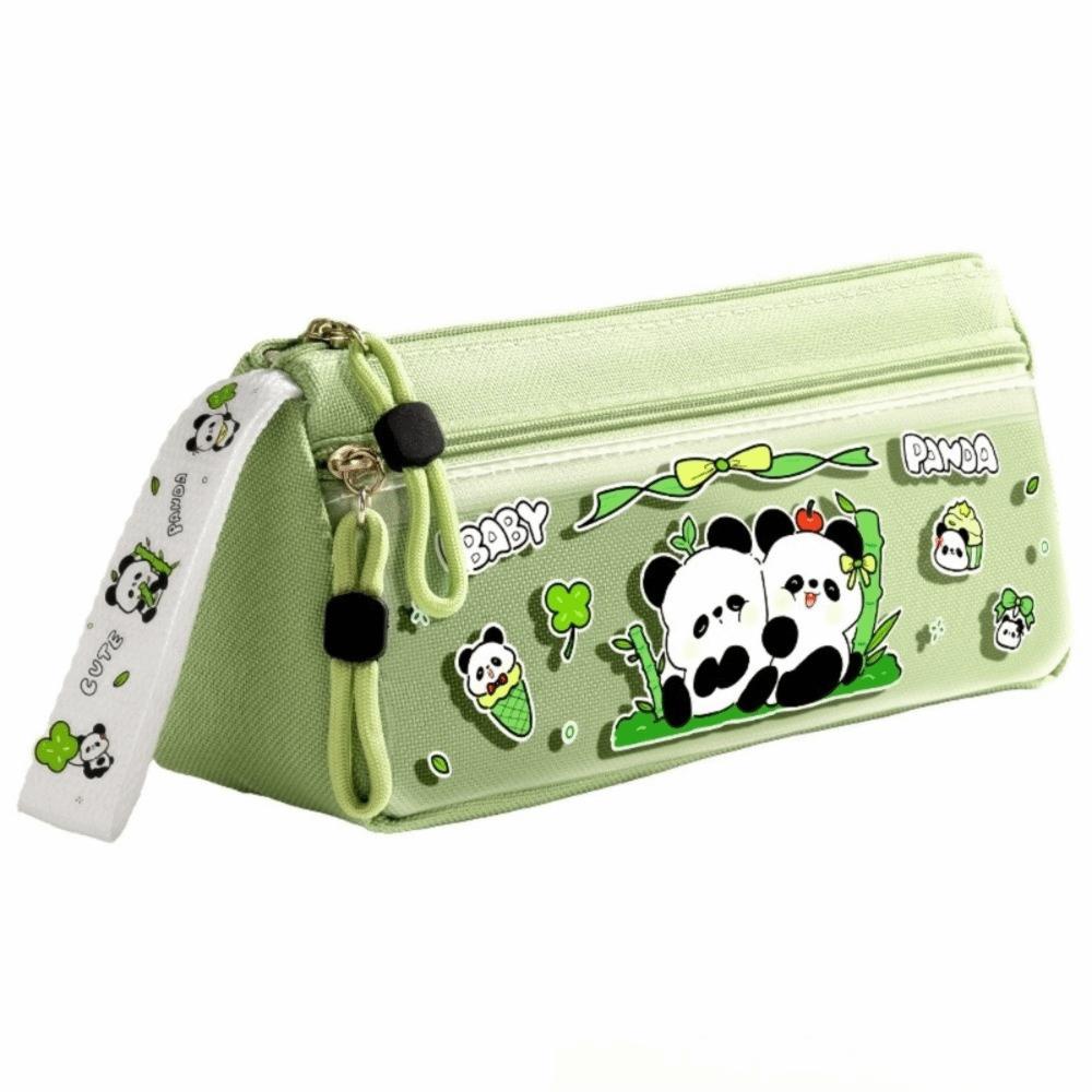 Portable Panda Pencil Case Double Layer Stationery Pouch New Pencil Pouch School Supplies