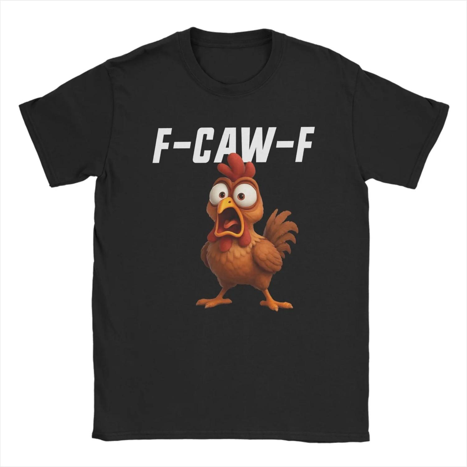 

F-Caw-F Chicken Funny Chicken Spooky T Shirt Pure Cotton Novelty T-Shirts Crew Neck Tees Short Sleeve Clothing Printed XXXXXL чорний