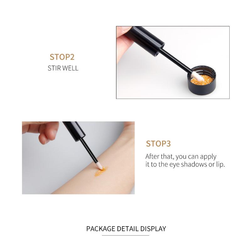 QIBEST Color Cosmetics High Glitter Gold Cibule Powder Lepidlo Přírodní oční stíny Nail Gold Cibule Lepidlo Rychleschnoucí