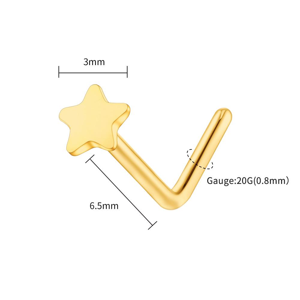 Right Grand ASTM F136 Titanium 20G L-Shaped Nose Nostril Stud Piercing Jewerly CZ/Ball/Heart/Star Nose Screw Stud Ring for Women