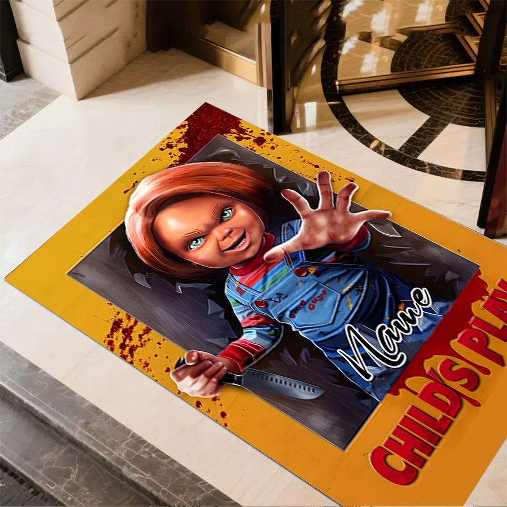Chucky's Creepy Adventure Customizable Name Area Rug Suitable for Foyer Entryway Kitchen Living Rooms Antislip Carpet Anime Office Decor