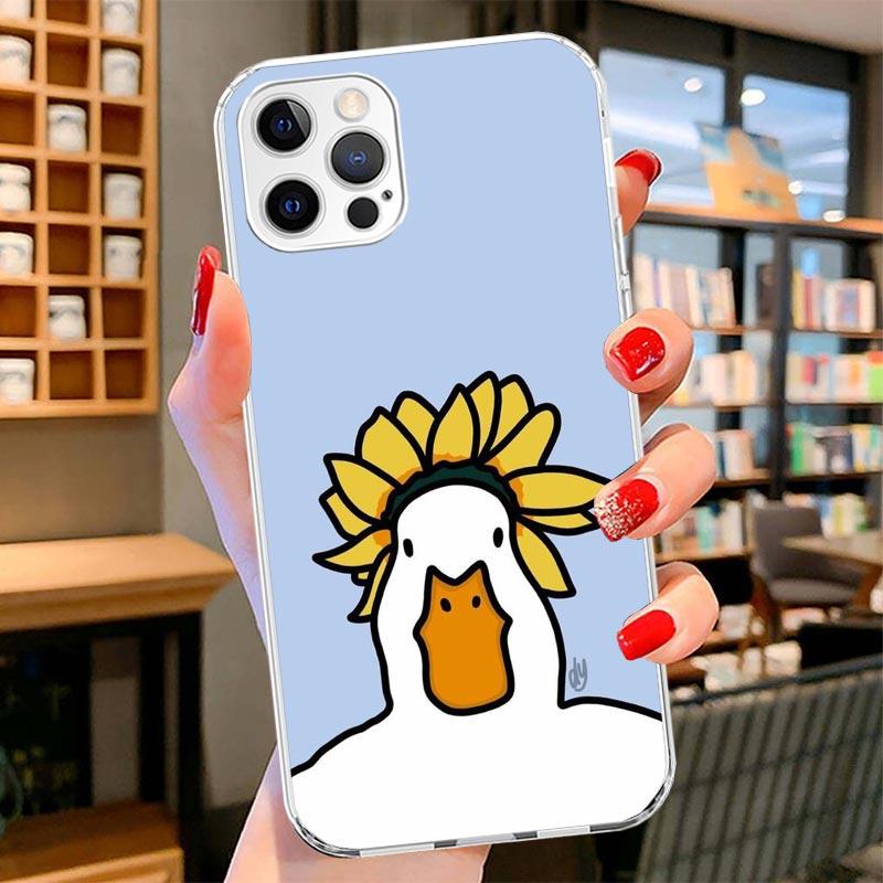 Cartoon Cute Goose Game Cover Phone Case For iPhone 16 17 Air 15 14 Pro Max 16E Phone Case 13 Mini 12 11 7 SE 8 Print Pattern Fi