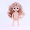 1 Set Nude Doll 3D Simulation Eyes 13 Joint Black Long Hair 1/8 17Cm Doll Plastic Doll Head Toys With Gold Brown Hair Kids Gift