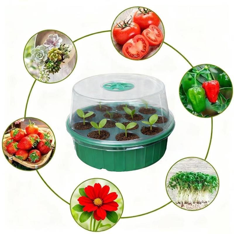 1Pcs Abs Hydroponic Germination Tray 13-Hole Round Seed Starter Tray With Clear Lid For Seedlings Diy Accessories