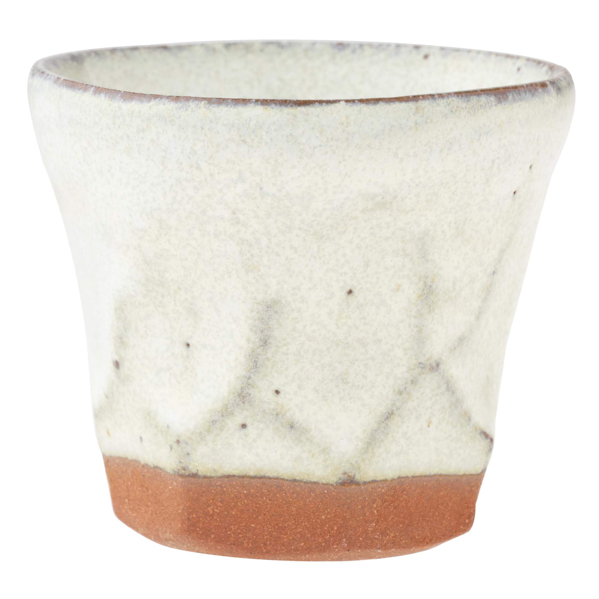 Marui Pottery Shigaraki Ware Hechimon Sake Cup 5cm Diameter White Glaze Ripple Pattern (Ochoko) Approx. MR-3-4325