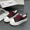 6 Blue and White Porcelain Summer Breathable Low-top Canvas Shoes, New Female Students Thick-soled Breathable Casual Board Shoes