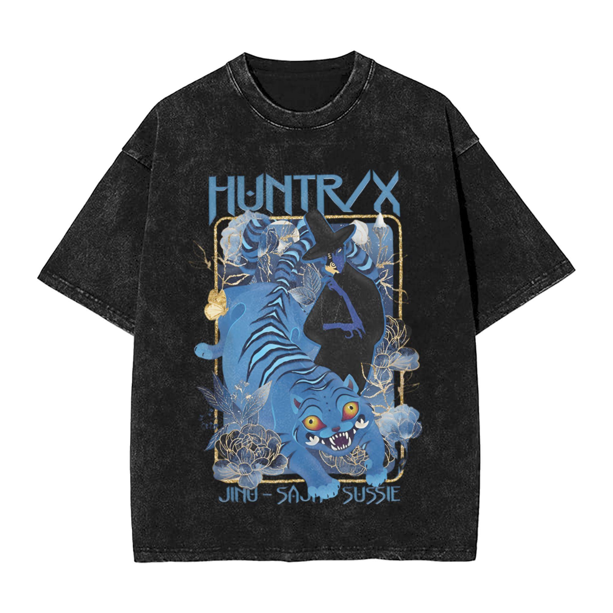 

K-Pop Demon Hunters Washed T-Shirt Man Derpy Tiger Casual T-Shirts Summer Breathable Trendy Tee Shirt Design Clothes 3XL