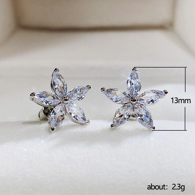 Colored Star Stud Earrings, Sweet Flower Pentagram Ladies Earrings, Vitality Girl Student Earrings
