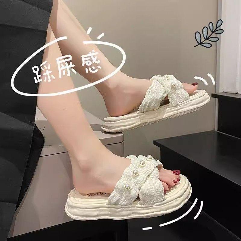 Pearl sandals summer new casual shoes women's pearl shoes sandals wear fashion soft sole