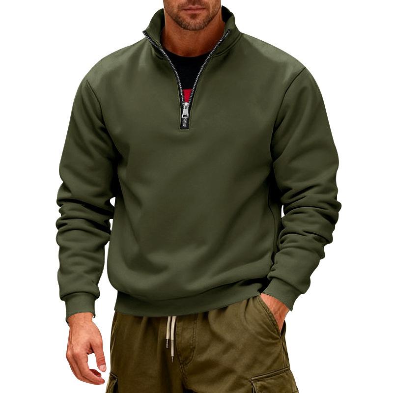 Weit geschnittenes Outdoor-Herren-Thermo-Halbzip-Stehkragen-Pullover-Sweatshirt