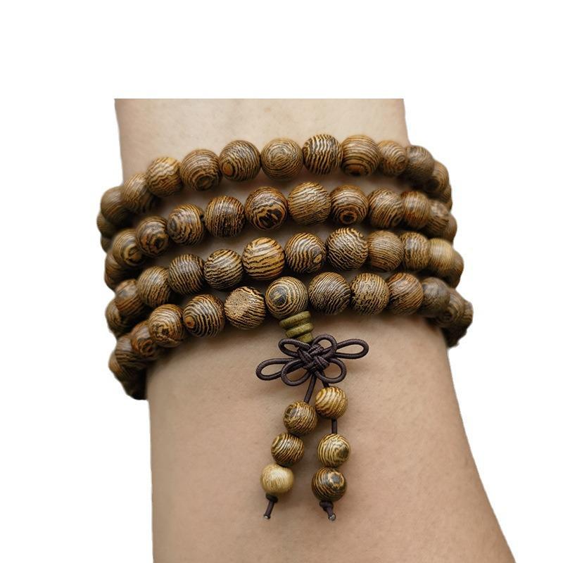 Buddhistisches Gebetsperlenarmband: 108 Hühnerflügelholz Sandelholzperlen