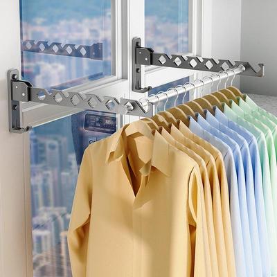 Wall-Mounted No-Drill Telescopic Clothes Drying Rack for Balcony, Bathroom, and Indoor Use