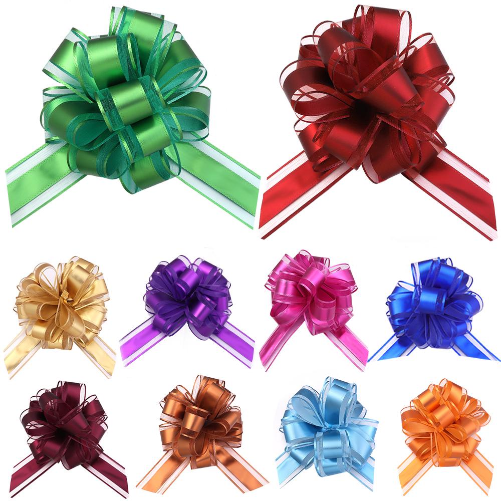 2/10Pcs Big Wedding Pull Bow Ribbons Flower Car Chairs Decoration Christmas Gift Wrap Packing Birthday Party Supplies Home Craft 5