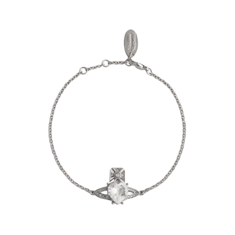 VIVIENNE WESTWOOD Ariella Heart Imitation Crystal Saturn Brass Bracelet Women Bracelet Silver 61020027-W110-W110CN
