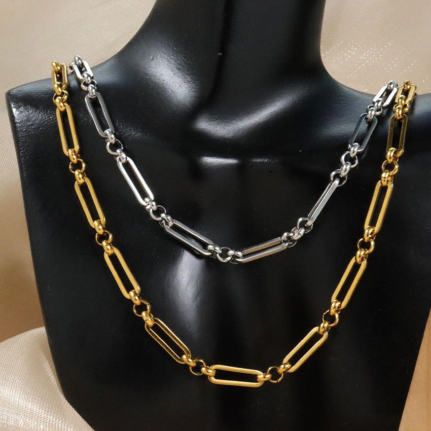 French Plain Chain Light Luxury Stacked Thin Cross Chain Titanium Steel Necklace Men And Women Simple Design Hollow Chain