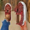 Large Size Muffin Platform Single Shoes Women's New Flat Bottom Round Head Bow Sequins One Pedal Lazy Shoes