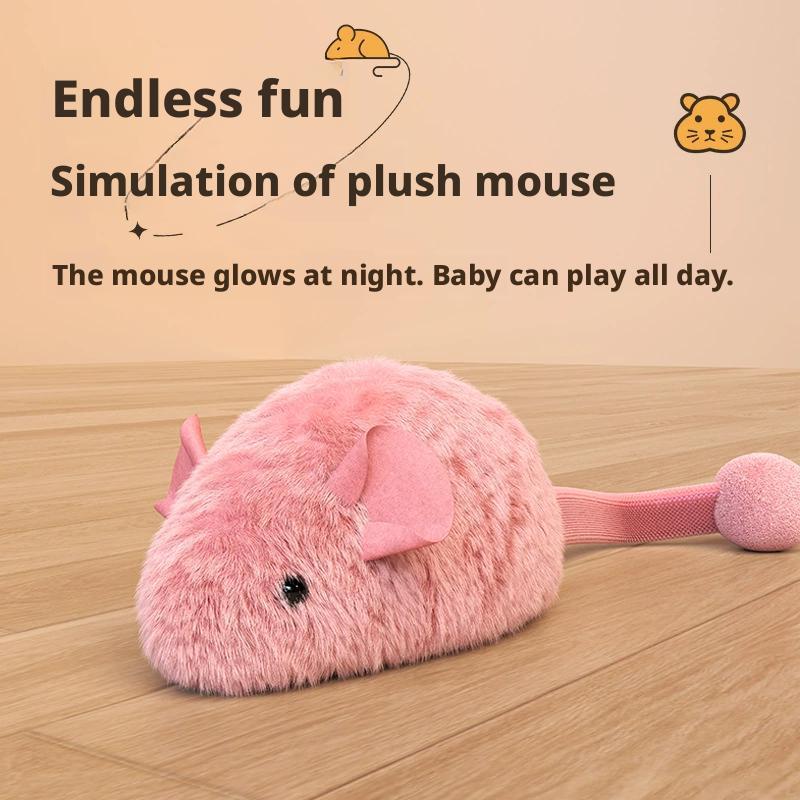 Interactive Plush Mouse Cat Toy with Night Fluorescence Simulation Mouse Cat Self Entertainment Indoor Pet Cat Toy