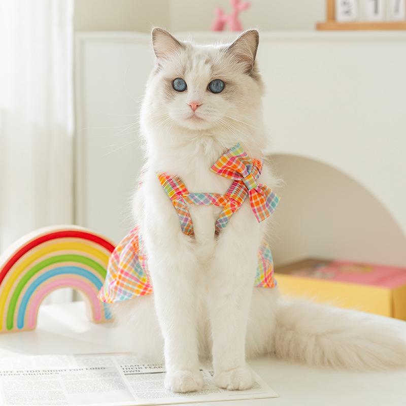 Spring and summer new colorful vacation style sub-cat skirt kitten cat clothes summer breathable pet special clothing