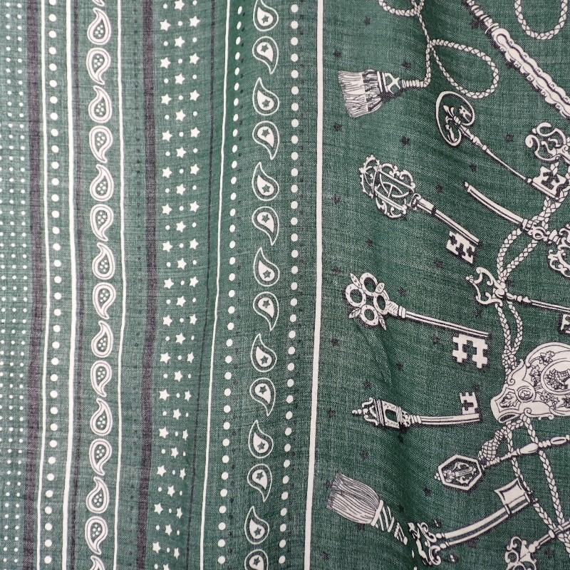 HERMES   scarf green cashmere/silk Women
