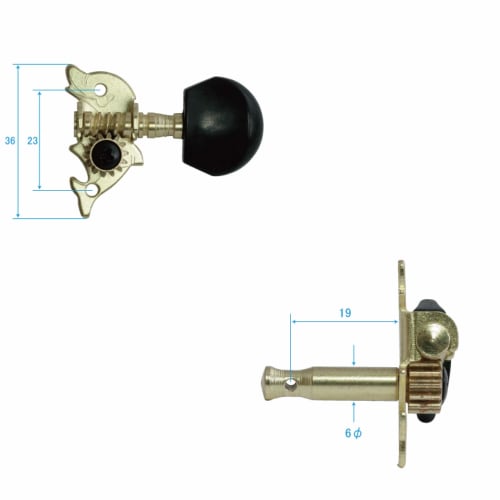 MAHALO Ukulele Tuners, Set of 4, UMH100G, GD/BK