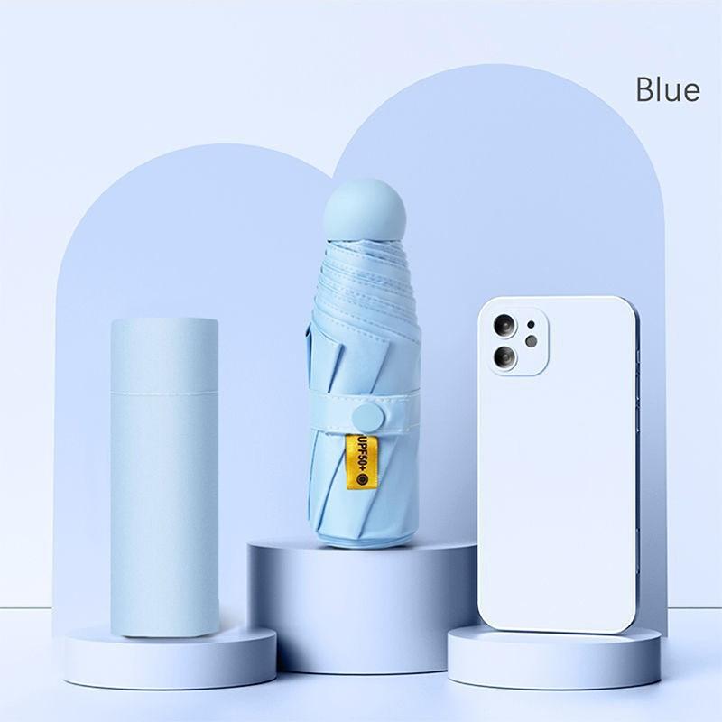 Five-Folding Dual-Purpose Capsule Umbrella Sun Protection Sunshade Pocket Women'S Umbrella Compact Umbrella Foldable Rain