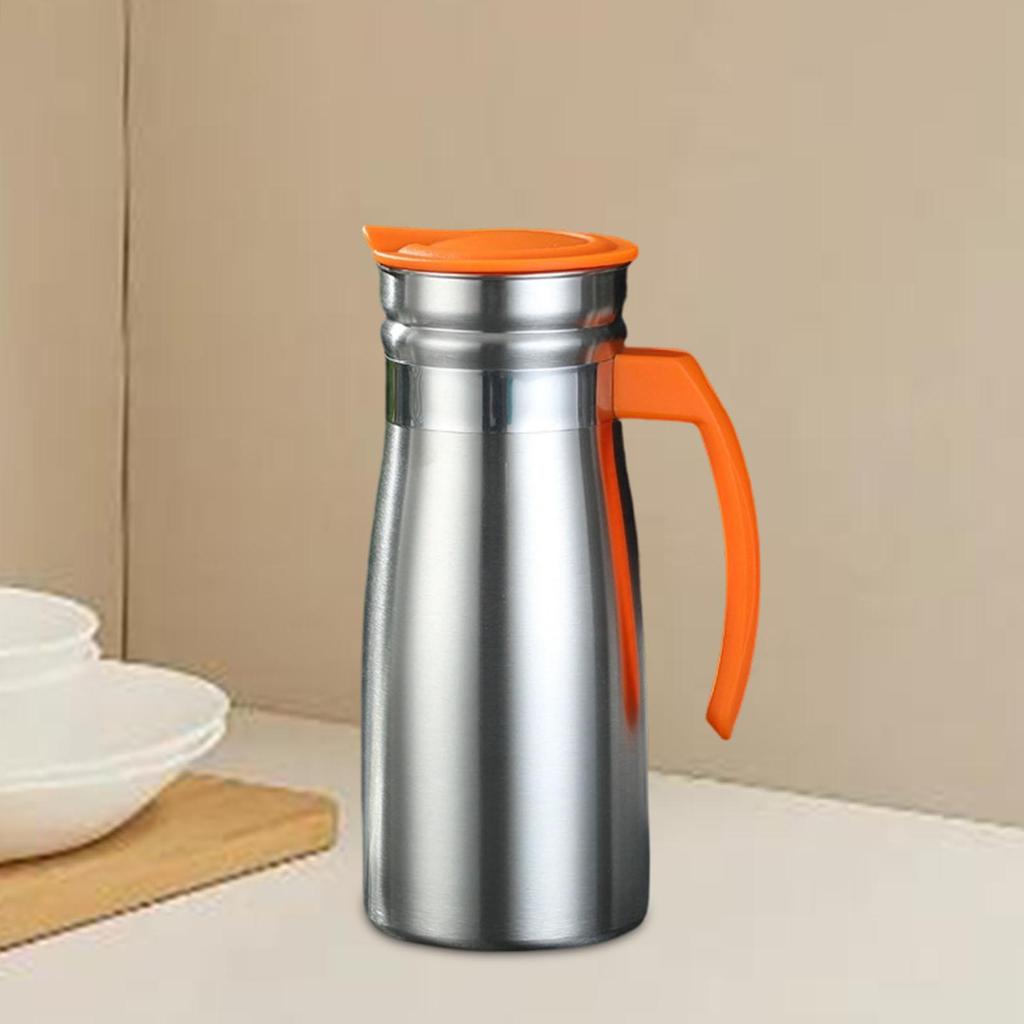 1.0L Stainless Steel Vacuum Thermal Coffee Carafe Modern Tea Kettle Cold Beverage Pitcher for Camping Office Parties Hotel Cafes