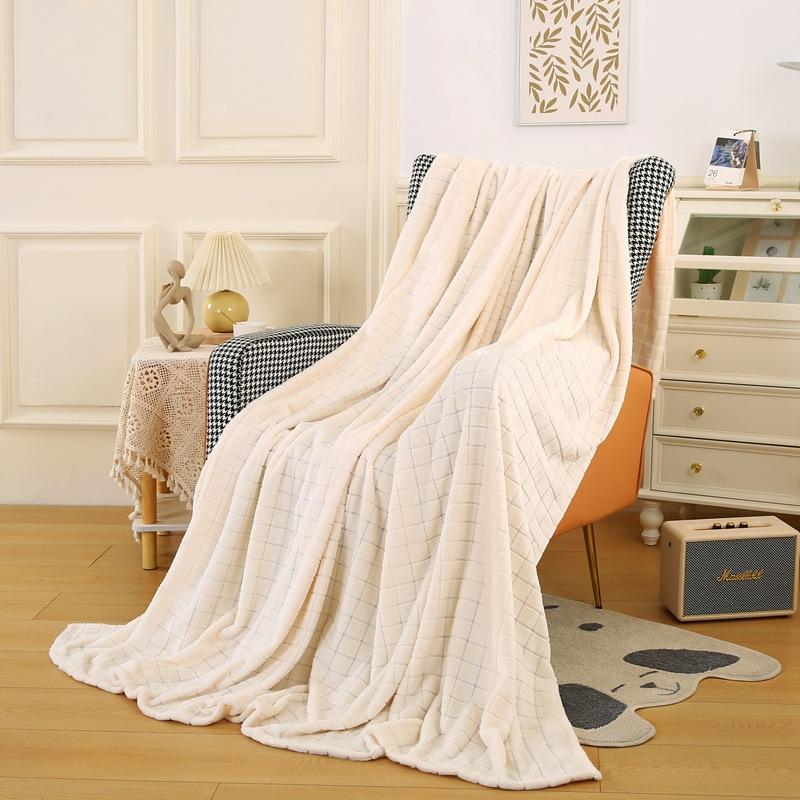 New Flannel Jacquard Blanket Plaid Series Cover Blanket Plain Velvet Blanket