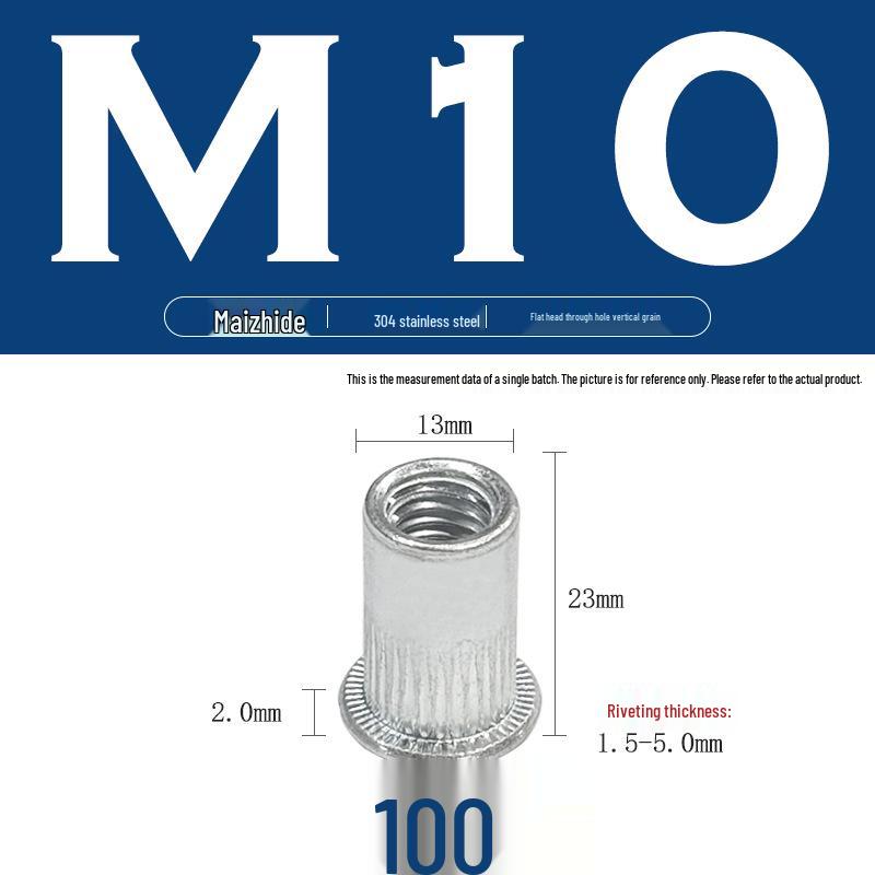 Stainless Steel & Carbon Steel Zinc-Plated Vertical Grain Through Hole Rivet Nut