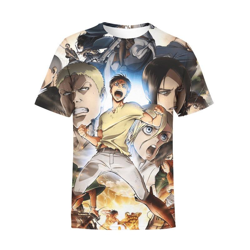 Attack on Titan 3D Digital Print T-Shirt for Anime Fans, Fashion Graphic Tee, Breathable Polyester Short Sleeve Streetwear Tops