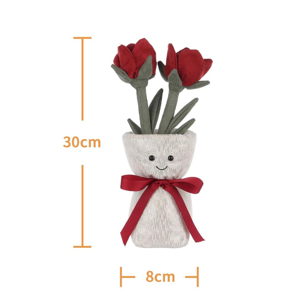 Apricot Lamb Rose Vase Children's Plush Animal, Soft and Cute Stuffed Animal for Babies and Boys, Plush Rose Vase 30cm