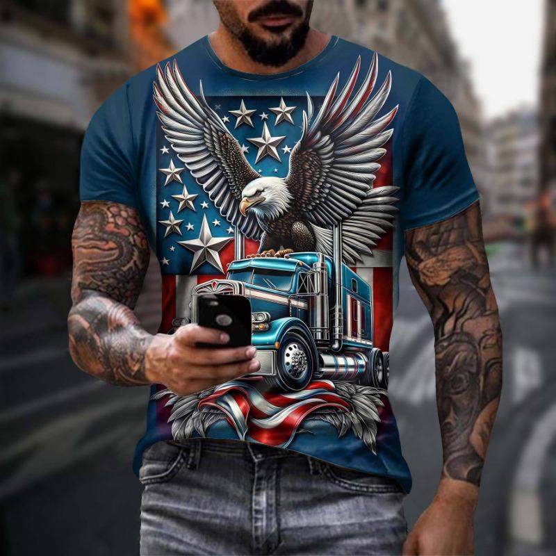 Eagle Pattern Casual Suit Men's 3D Digital Casual Short Sleeved T-shirt