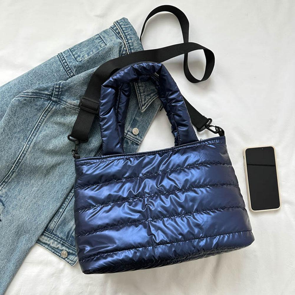 Women Quilted Shoulder Bag Lightweight Puffy Handbag Large Capacity Padded Shoulder Bag Versatile Casual Travel Shopping Bag