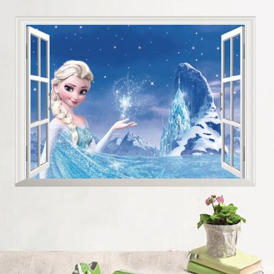 Desenho Animado 3D Disney Frozen Princesa Adesivos de Parede para Quartos de Crianças Berçário Decoração de Casa