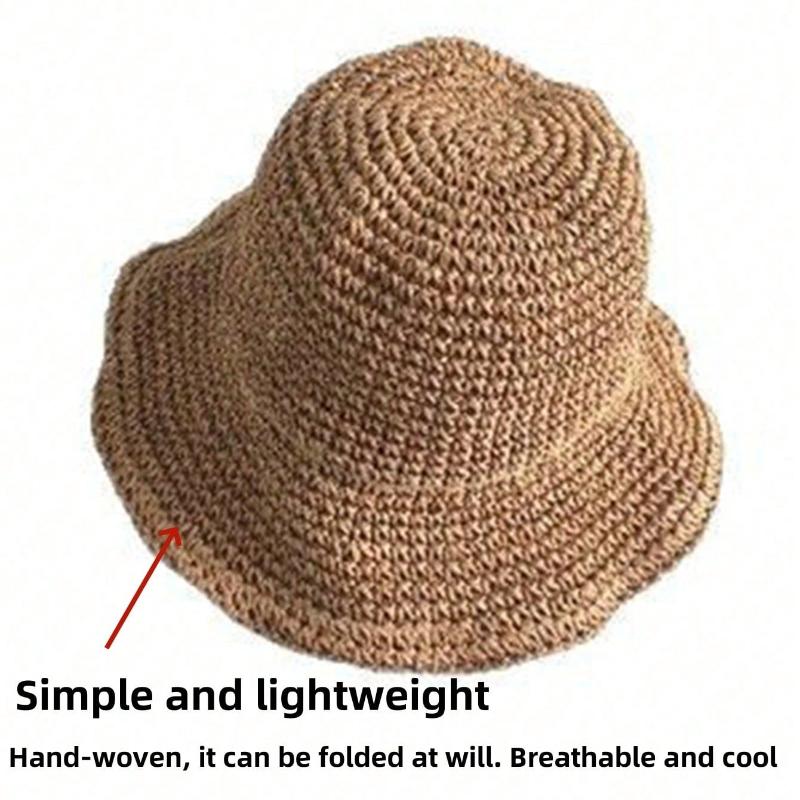 1pc Women Fashion Straw Visor Hat,Outdoor Beach Sun Hat,Braided Fisherman Foldable Hat for Summer Beach Holiday Sun Protection