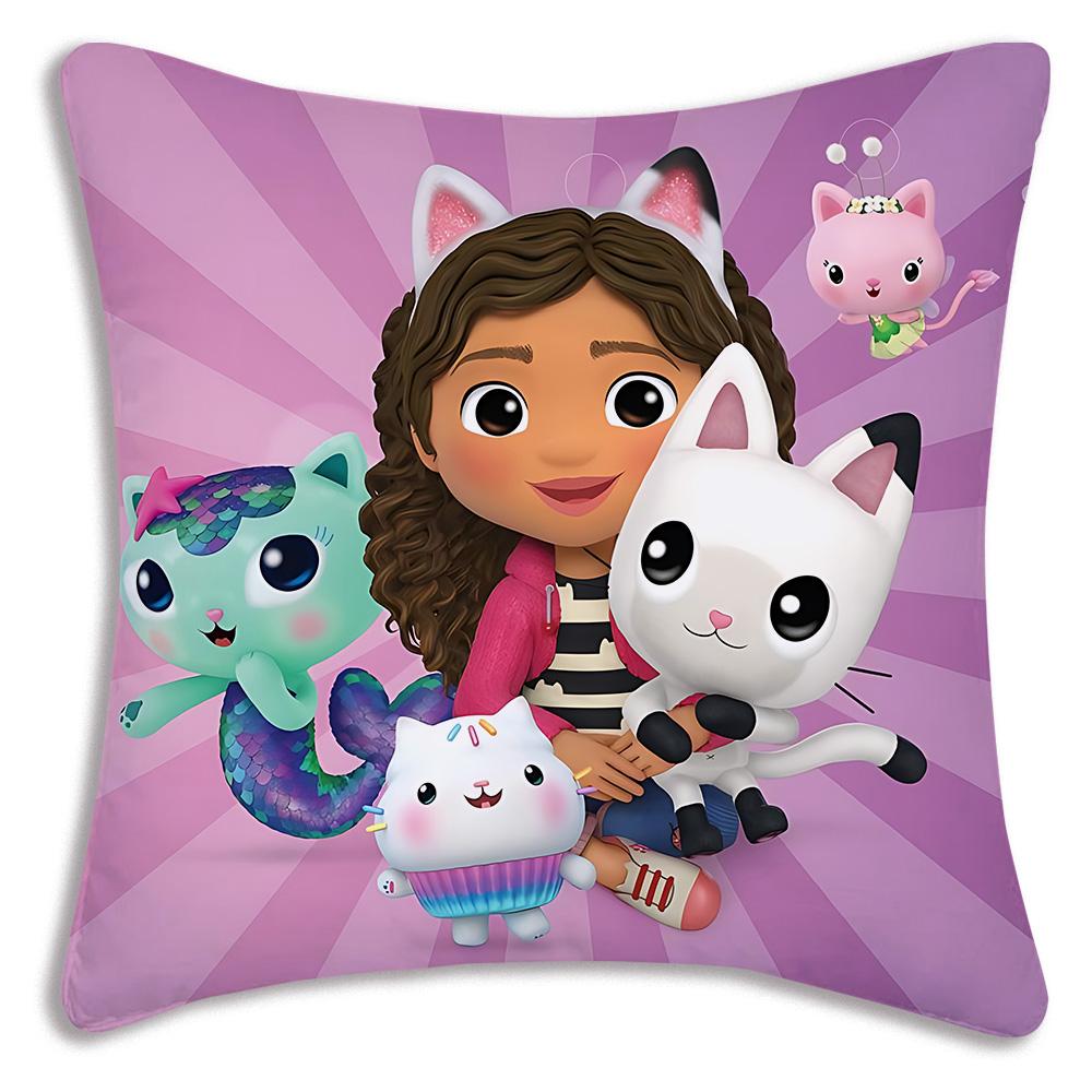 Cartoon Gabbys Kawaii Pillow Covers Cartoon Sofa Decorative Home Doublesided Printing Short Plush Cute Cushion Cover