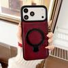 Bracket For  Phone Case For For Iphone 17 Air 16 15 14 Plus 13 12 11 Pro Max Matte Leather Magnetic Stand Bumper Cover