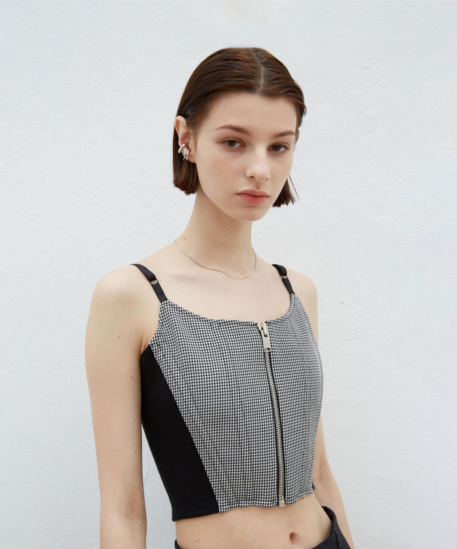 Infrap Houndstooth Corset Sleeveless Black/Free
