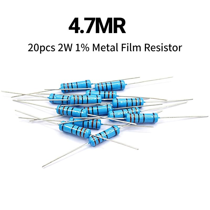 2W 1% Low Error Metal Film Resistor Assortment 20Pcs 1R-10M for PCB Design and Prototype Production