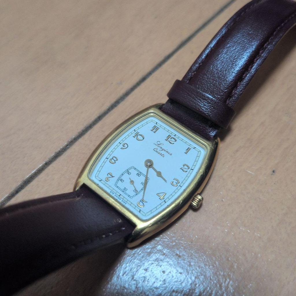 Used Longines Manual Winding Men's Watch Tonneau Type Gold [Belt Replaced]