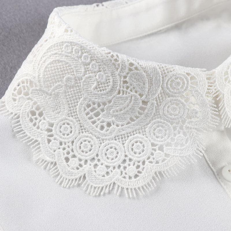 Women's Summer Korean Style Embroidered Chiffon Detachable Collar - Anti-wrinkle, Versatile Decorative Collar