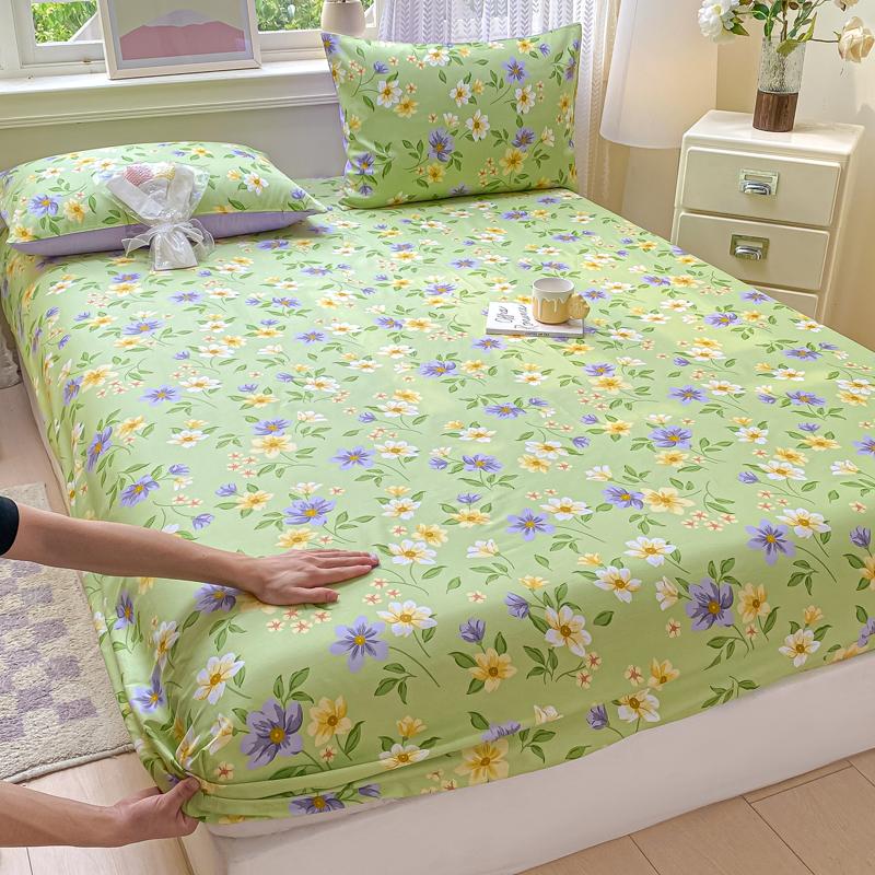 100% Cotton Bed Sheets Flower Printed Fitted Bed Sheet On Elastic Single/Queen/King Pure Cotton Bedsheets Sabanas Matrimoniales