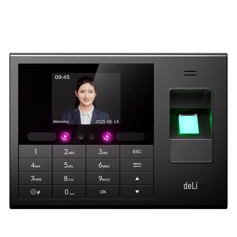 Deli Biometric Time Attendance Machine CN plug (adapter included)
