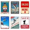 Eat Sleep Ski Metal Sign Skiing Tin Sign Wall Decor for Sport Cabin Lodge Mountain Skiing Decor Perfect Decorative Sign 8x12i
