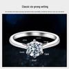 Sterling Silver Six-Prong Moissanite Ring: Non-Fading 925 Silver Pinky Ring for Men & Women, 18K Gold Accents