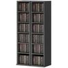 Set di 2 Scaffalature Espositive per CD a Torre con Ripiani Regolabili, Nero