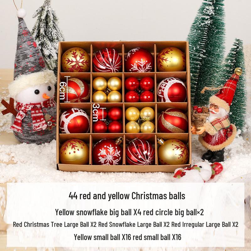 44-Piece Christmas Tree Decoration Set: 6cm Colorful PVC Hanging Balls
