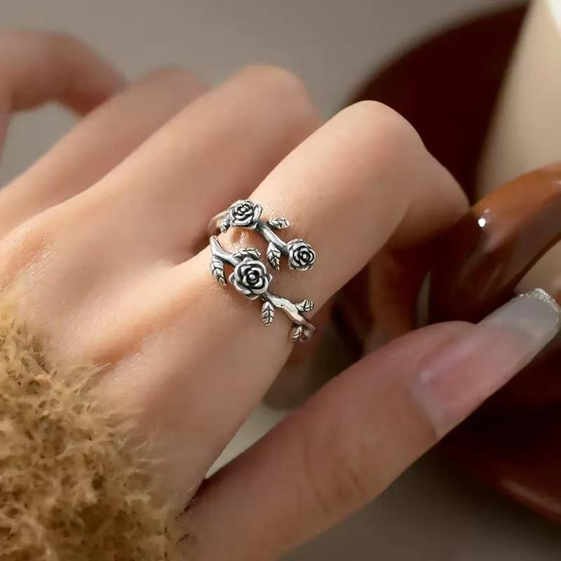 Retro Literary Rose Ring Fresh and Sweet Ring for Women