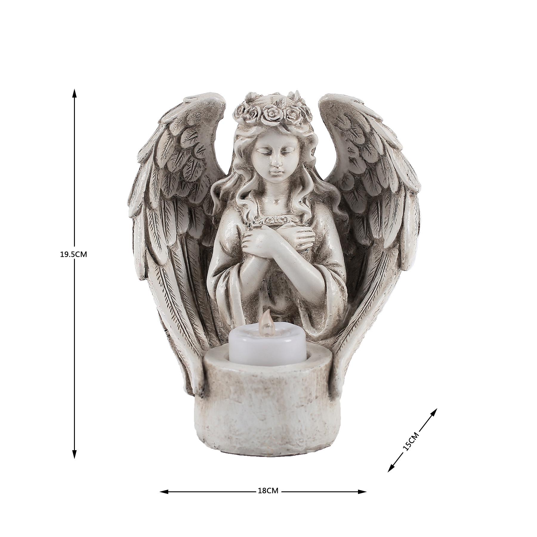 European Angel Resin Candlestick Ornament for Indoor/Outdoor Decor 18 x 15 x 19.5 cm